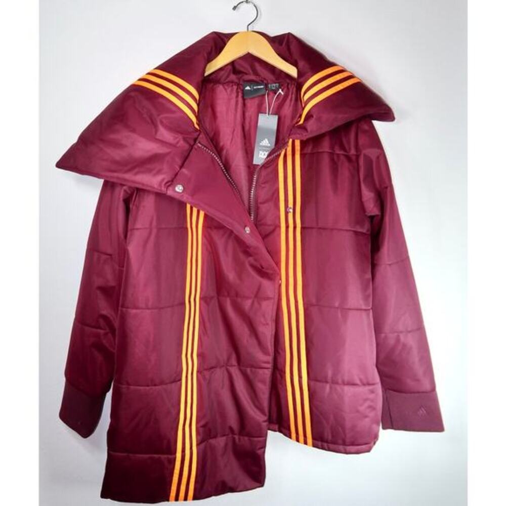 Adidas x IVY PARK Asymmetrical Neon Orange Burgundy Jacket Medium - Picture 8 of 11